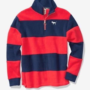 VS PINk Striped Fleece half-zip $79.50